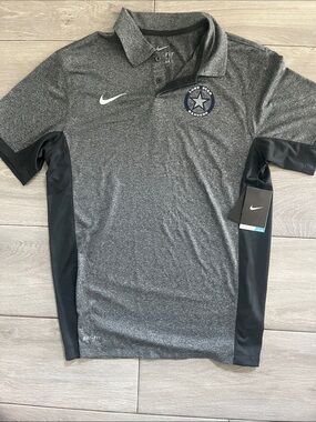 Nike Men's Gray and Black Dri-FIT Polo with Star Patch